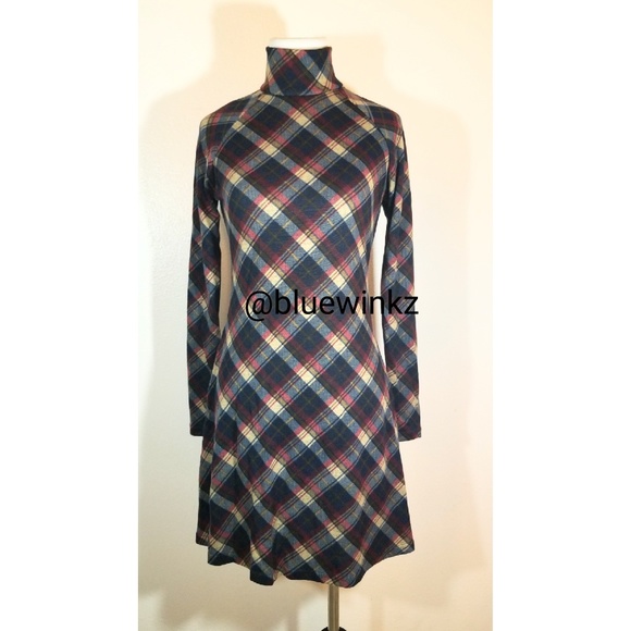 Plaid Long Sleeve Turtleneck Dress - Picture 6 of 8